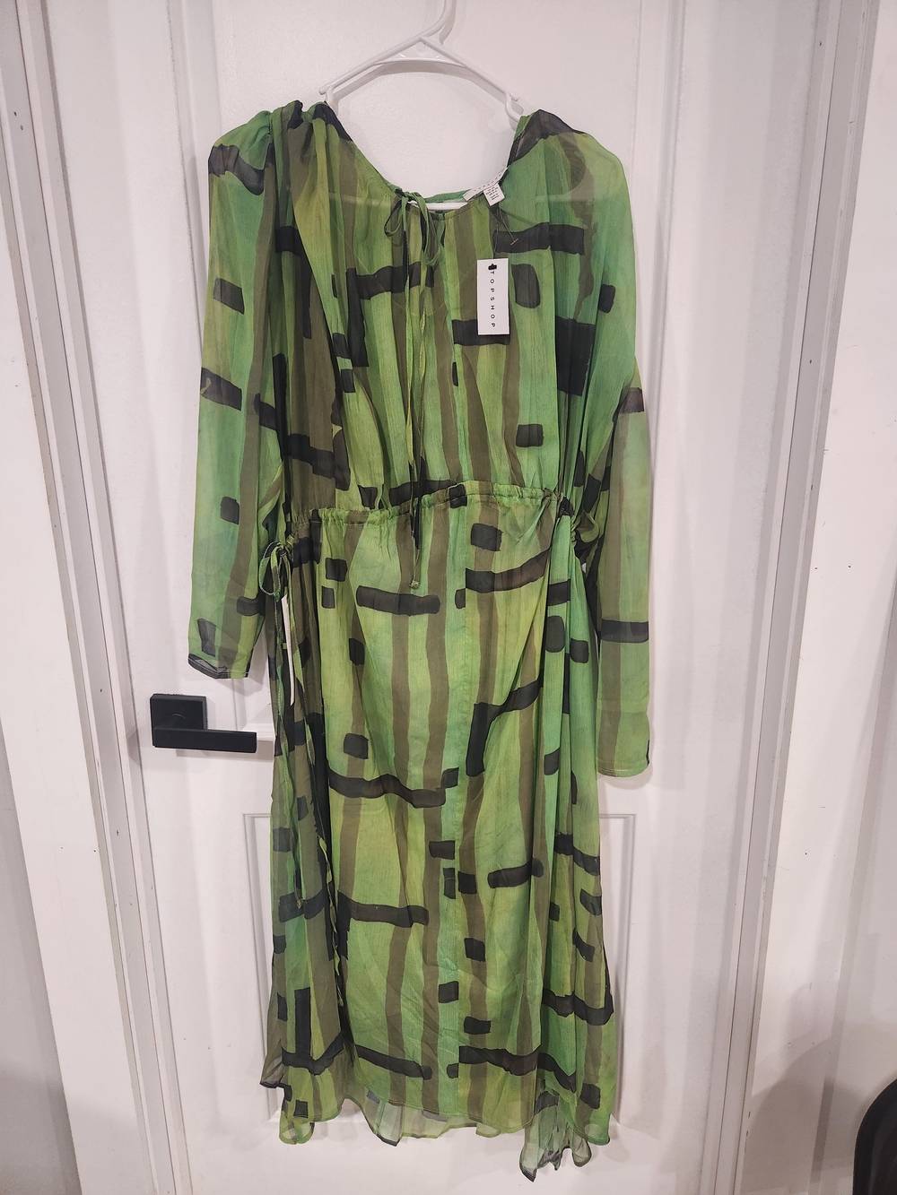 Topshop Green Abstract Print Sheer Midi Dress NWT